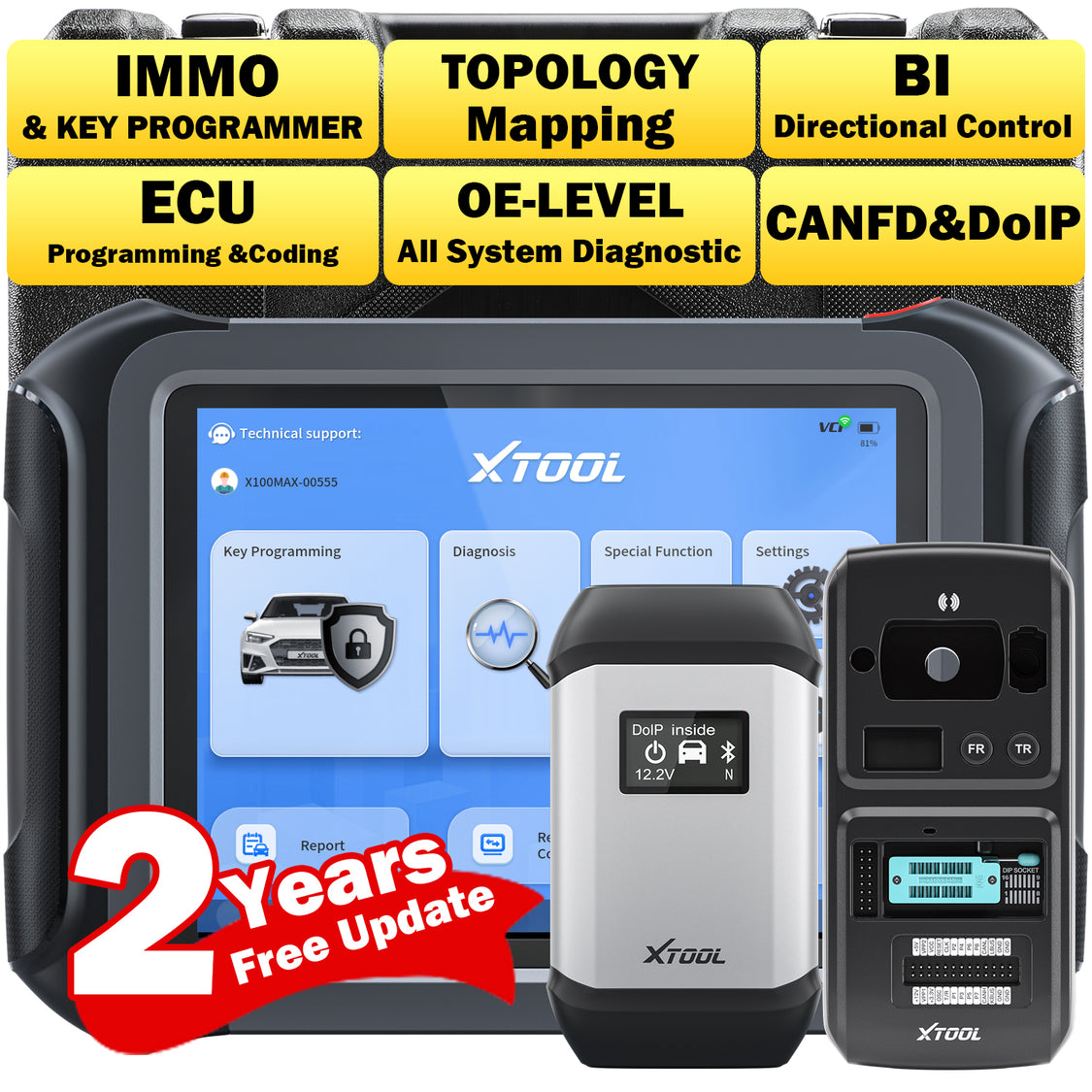 Kfz-Diagnosegerät & Schlüsselprogrammierer mit ECU-Codierung, IMMO, Bi-Direktionaler Steuerung & 42+ Servicefunktionen