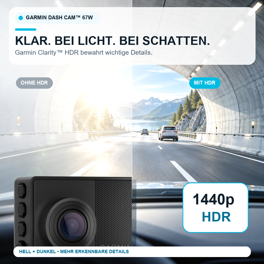 Garmin Dash Cam 67W – Dashcam Auto 1440p mit GPS, 180° Weitwinkel & Sprachsteuerung – Dashcam Test