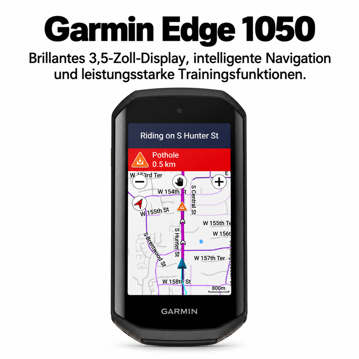 Garmin Edge 1050 GPS Fahrradcomputer mit 3,5 Zoll Touchdisplay, Navigation, Trainingsfunktionen, Karten und bis zu 20 Std. Akkulaufzeit