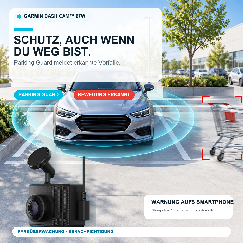 Garmin Dash Cam 67W – Dashcam Auto 1440p mit GPS, 180° Weitwinkel & Sprachsteuerung – Dashcam Test