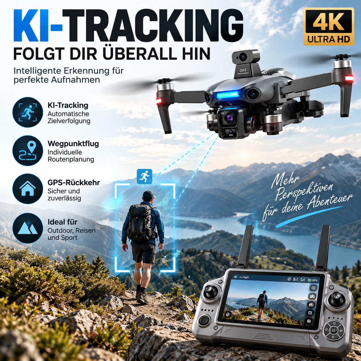 Profi Wärmebild-Drohne mit 4K Kamera, Infrarot & GPS, für Jagd, Sicherheit und Industrie