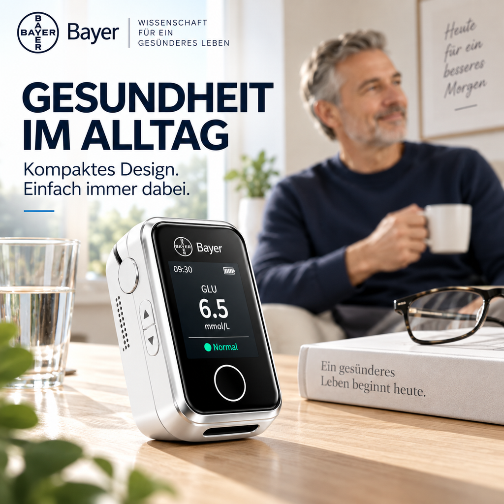 Misuratore di glicemia Bayer senza puntura 12-in-1 – Dispositivo digitale per la glicemia e i valori sanitari