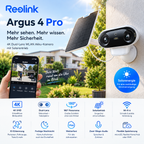 Reolink Kamera Argus 4 Pro 4K, Akku Außenkamera, WLAN Überwachungskamera mit Nachtsicht