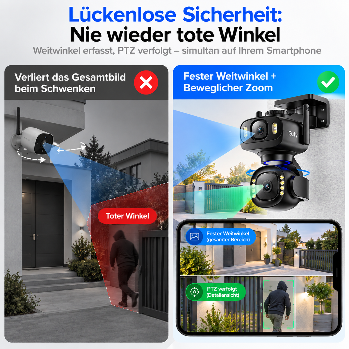 Cámara de seguridad exterior Wi-Fi Eufy – Floodlight Cam E340 con cámara dual 3K 360°
