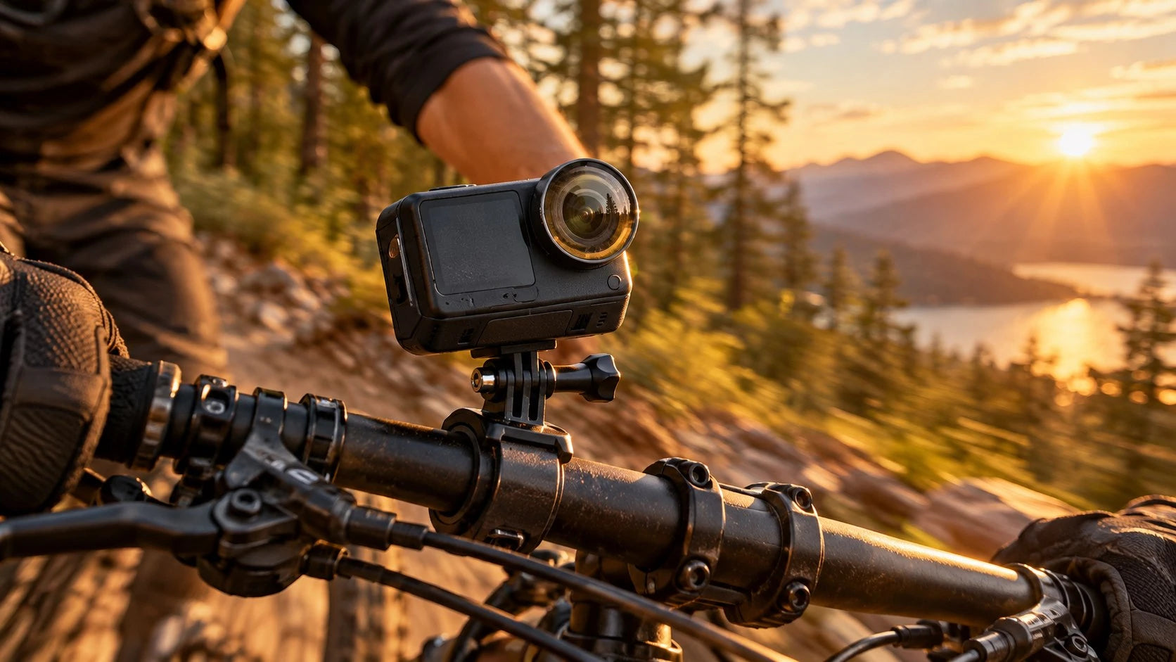 DJI Osmo Action 6 an einem Mountainbike-Lenker