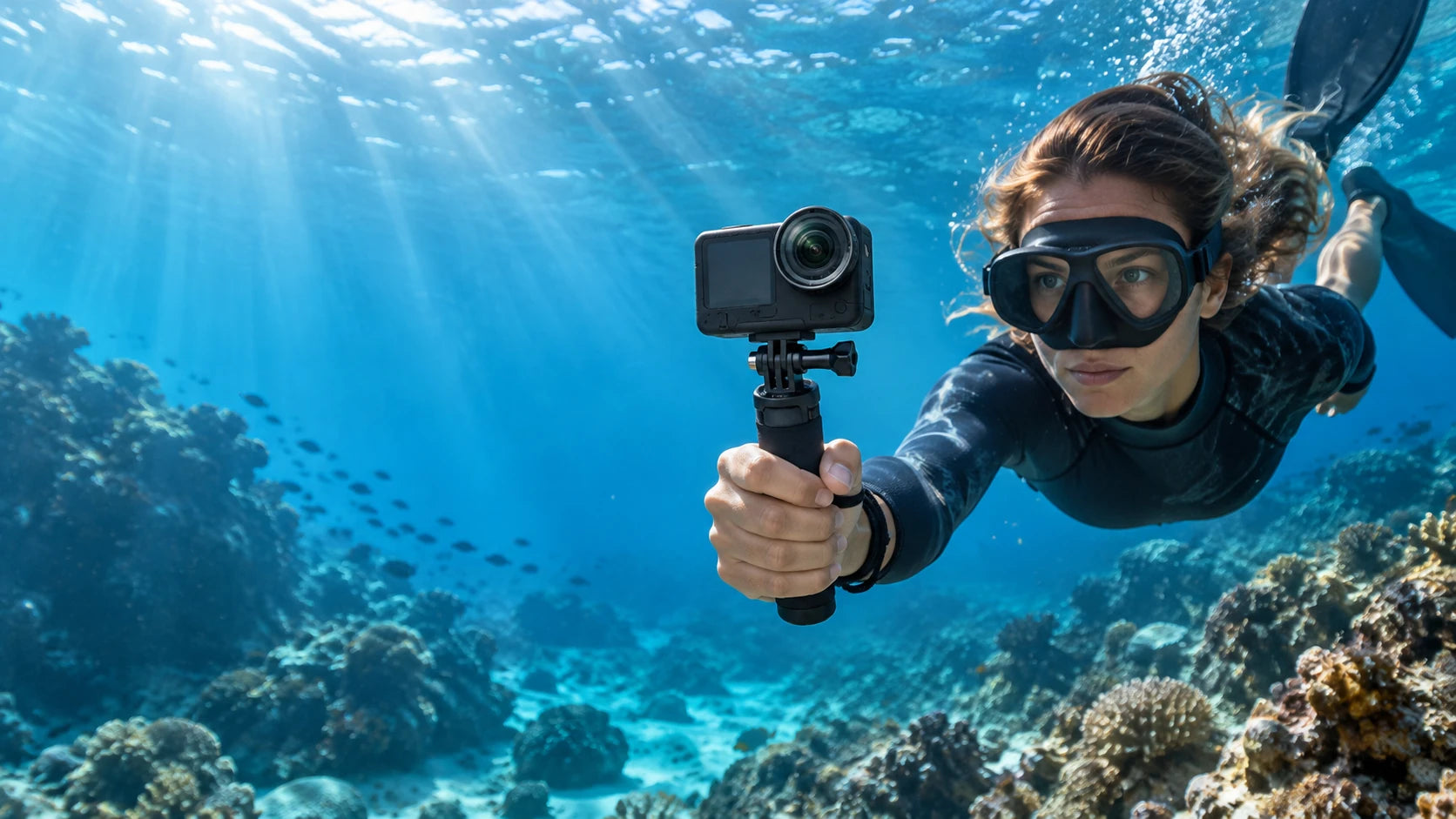 Taucherin mit DJI Osmo Action 6